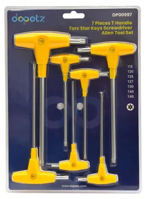 Obrázok produktu pre Sada bitov Torx: plochý kľúč, krížový skrutkovač, Šesťuholník T10, T15, T20