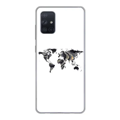 Produktbild von MuchoWow® Handyhülle Schutzhülle Hülle für Samsung Galaxy A51 5G Weltkarte - Gold - Linie Silikon Softcase Handy Hülle - Abbildung