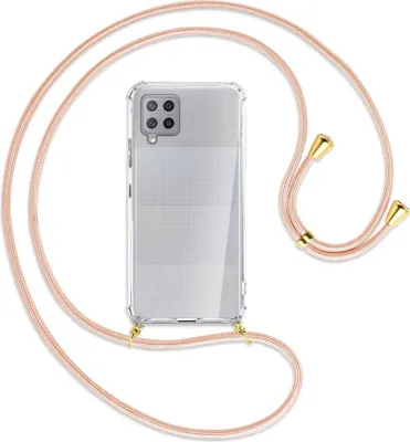 Produktbild von Handykette Backcover-Schutzhülle mit Band (Metall goldfarben) für Samsung Galaxy A42 5G - rose peach