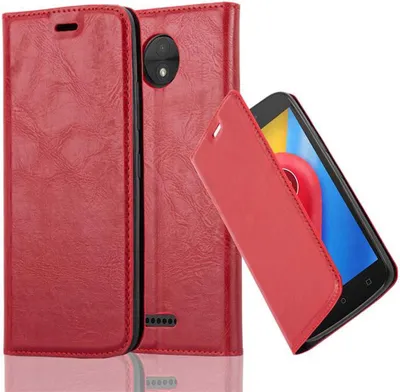 Obrázek produktu pro Cadorabo Case for Motorola MOTO C Protective Case in Red Pouzdro na mobilní telefon s magnetickým zavíráním