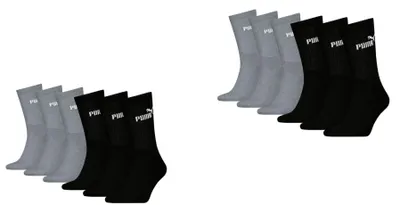 Obrázok produktu pre Puma ELEMENTS Sportcrew – balenie 12 párov, čierna/šedá: veľkosť 43-46. Veľkosť: 43-46