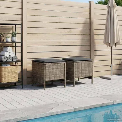 Produktbild von Möbel Garten-Fußhocker 2 Stück Grau und Dunkelgrau 38 x 38 x 45 cm - Gartenstühle &50478