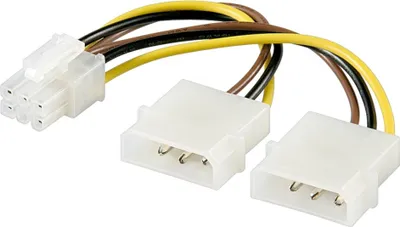 Produktbild von Internes PC-Stromkabel 2x 5,25-Stecker auf PCI Express 6-pin (schwarz/gelb, 15 cm)