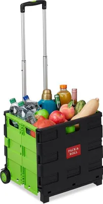 Produktbild von Famanu Einkaufstrolley mit Rädern - Zusammenklappbar - Abnehmbare Einkaufstasche