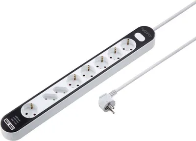 Produktbild von Sygonix SY-4538278 Steckdosenleiste mit Schalter 8fach Weiß, Schwarz Schutzkontakt 1 St.
