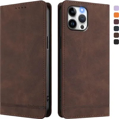 Produktbild von Hülle für iPhone 12 Pro Max, Retro Kunstleder Ständer Klapphülle mit Kartenfächer und Magnetische Braun