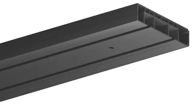 Obrázok produktu pre Koľajnica na záclony, 120 cm, vnútorná koľajnica, čierna – Odolný plast, plochá záclonová koľajnica (18 mm), modulárne rozšíriteľná, tichý chod