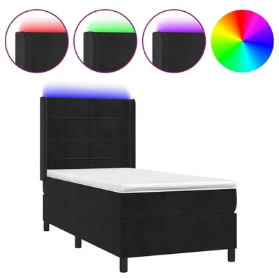 Immagine prodotto di vidaXL Letto a molle con materasso e LED nero 90x200 cm in velluto