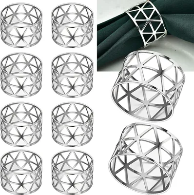 Produktbild von Silberne Serviettenring-Set - elegant und langlebig - Set von 10