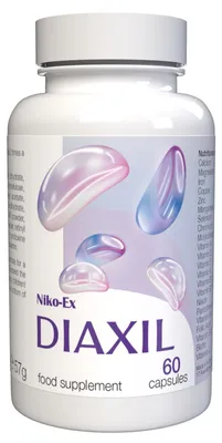 Obrázek produktu pro Diaxil – 60 kapslí s vysokým obsahem účinných látek – originální receptura ze Švýcarska – veganské a rostlinné složení s 22 vitamíny a minerály – balení po 1 kuse