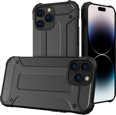 Produktbild von Mobigear Outdoor Schutzhülle für iPhone 14 Pro, Hartschalen-Rückseite, stoßfest - Schwarz