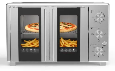 Tischbackofen 1600 W, 38 l, bis 250 °C, Timer, Edelstahl