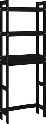 Produktbild von vidaXL Toilettenregal Schwarz 63x26x171 cm Massivholz Kiefer