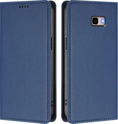 Image de Étui en cuir pour Samsung Galaxy J4 Plus, étui à rabat magnétique en cuirPolyuréthaneavec support, bleu foncé