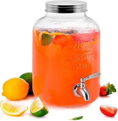 Productafbeelding van Glazen Drankdispenser 3.8 Liter met Lekvrije Tapkraan - Waterkan voor Limonade, IJsthee en Sangria