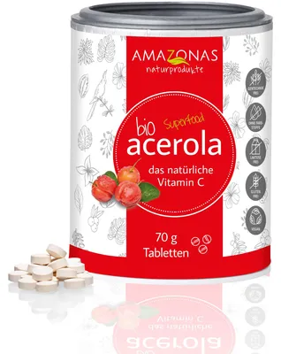Produktbild von AMAZONAS  Acerola Lutschtabletten mit natürlichem Vitamin C, 70 g Tabletten