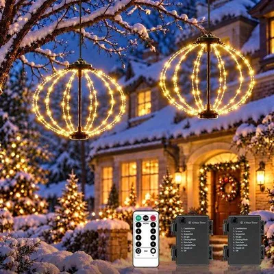 Productafbeelding van Hangende lichtbal tuinverlichting buiten kerstboom, 2 stuks