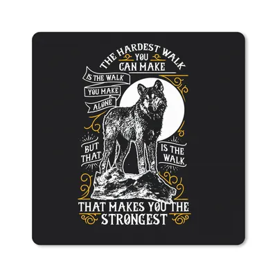 Produktbild von MuchoWow® Mauspad Mousepad Wolf - Tiere - Retro - Zitat 20x20 cm - Mousepads - Maus Mat - Pad - Mausunterlage - Desk Mat - Bureauartikeln