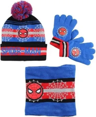 Produktbild von Spiderman Kinder Herbst Winter Set Mütze Loop plus Handschuhe 53/54