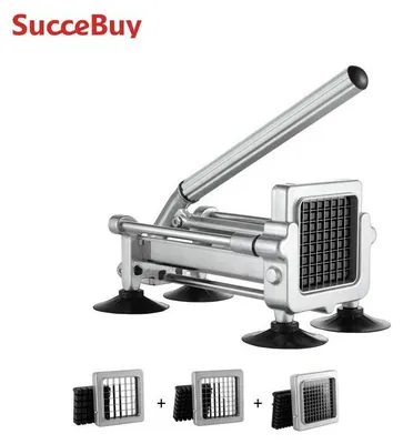 Image de Coupe-frites noir - Lames en acier inoxydable de 1/2 pouce - Aluminium et acier inoxydable, pour pommes de terre et légumes