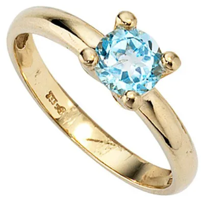 Produktbild von Damenring Ring Goldring Topas blau 333 Gold Gelbgold schlicht Damen Innenumfang 60mm  Ø19.1mm