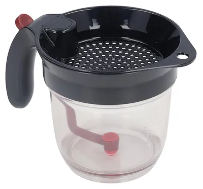 Fettabscheider mit Doppelfiltration, Messbecher und Filter
