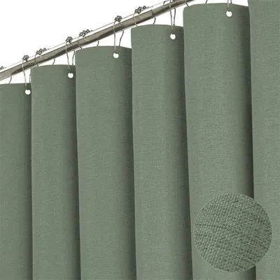 Image de Rideau de douche n lin, 240 x 200 cm, imperméable et résistant à la moisissure, pour salle de bains, vert, 240 x 200 cm