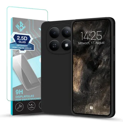Produktbild von Hülle für Xiaomi Redmi Note 15 / 15 5G mit 9H Displayglas Displayschutz Case Cover Bumper Smartphone Softgrip Schutzhülle Farbe: Schwarz