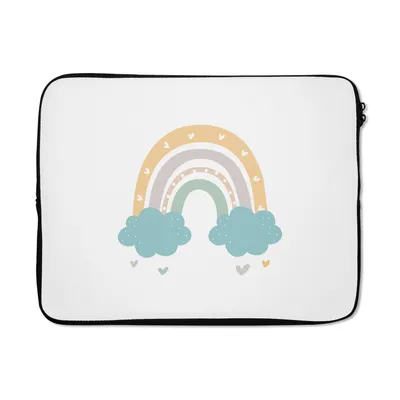 Produktbild von MuchoWow® Laptop Hülle 15 Zoll Regenbogen - Herzen - Wolken - Punkte - Pastell - Kinder Laptoptasche - Laptoptasche - Sleeve - Rundum-Schutz