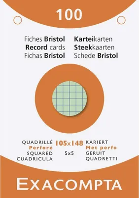 Image de EXACOMPTA Fiches DIN A6 quadrillées couleurs assorties 100 fiches