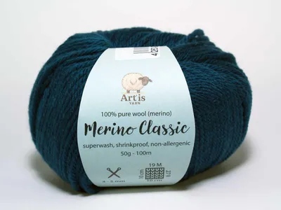 Zdjęcie produktu dla Przędza Merino Classic Art'is 100% wełna merynosowa Superwash (50 g/100 m) (704 petrol)