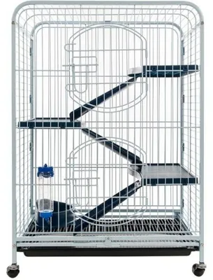 Immagine prodotto di Gabbia per roditori Tyrol, con ruote, vassoio rimovibile, 2 porte, bianca, 64x44x93 cm