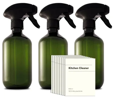 Produktbild von Omgoods – Set aus 3 wiederverwendbaren Sprühflaschen, 500 ml, mit Etiketten
