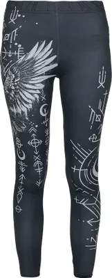 Produktbild von Black Premium by EMP Damen schwarze Leggings mit Vogel-Alloverprint XL
