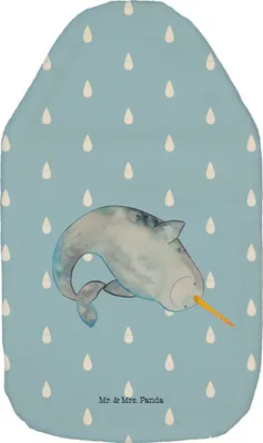 Produktbild von Mr. & Mrs. Panda Wärmflasche Narwal - Blau Pastell - Geschenk, mit Bezug, Aufräumen, Wärmekissen, Hausfrau, Kinderzimmer, gummi, Meer, Bettflasche, Wal, Putzen