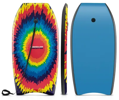 Produktbild von KOMFOTTEU 104 cm langes, leichtes Bodyboard, Boogie Board mit EPS-Kern, XPE-Deck, HDPE-Unterseite, Halbmond-Heck & Handgelenksleine für Kinder, Teenager & Erwachsene, Surfbrett für Strand, Meer, Pool