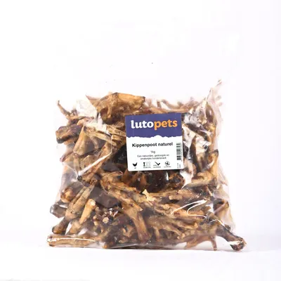 Zdjęcie produktu dla Lutopets, naturalne łapy kurczaków – 1 kg – naturalna przekąska dla psów
