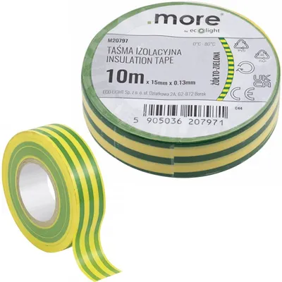 Image de Ruban isolant 15mm x 0,13mm JAUNE-VERT 10m