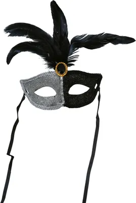 Produktbild von Karneval Venedig Maske Silber Schwarz Federn Mystik Eleganz Festspiel