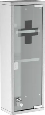 Zdjęcie produktu dla Fortuna Lai Apteczka pierwszej pomocy 20 x 12 x 58 cm ze stali nierdzewnej z matowym szkłem w kolorze srebrnym, idealna do domu i biura
