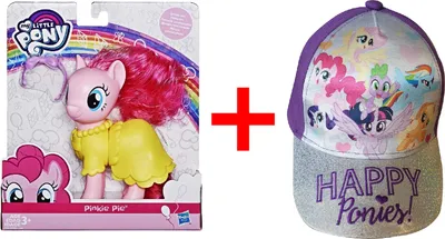 Obrázek produktu pro Hasbro E5612 My Little Pony Pinkie Pie nacvakávací módní figurka se sukní, tričkem, čelenkou a třpytivou čepicí velikost 52 s Fluttershy, Pinkie Pie, Rarity, dárková sada