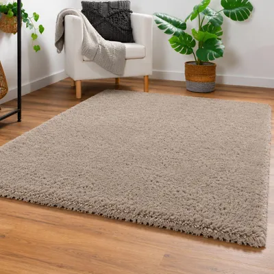 Produktbild von Steffensmeier Hochflor Teppich Bilbao | Shaggy Langflor Teppich Wohnzimmer, Schlafzimmer, Taupe, Größe: 160x230 cm