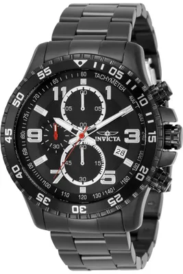 Obrázok produktu pre Invicta Specialty 14880 Pánske Hodinky - Quartz Hnací Mechanizmus - Nerezová Oceľ s Čiernym Ciferníkom - 45 mm