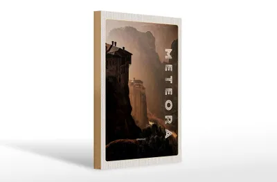Produktbild von Holzschild Reise 20x30cm Griechenland Meteora Gebirge Natur