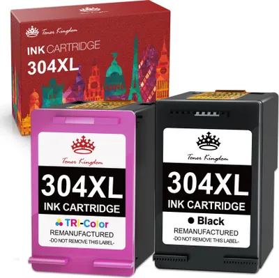 Produktbild von 2er Set kompatibel für HP 304 304 XL Druckerpatrone  DeskJet 3755 3758 3760 Envy 5020 5030 5032 Drucker (1 Schwarz=450 Seiten + 1 Farbe=350 Seiten)