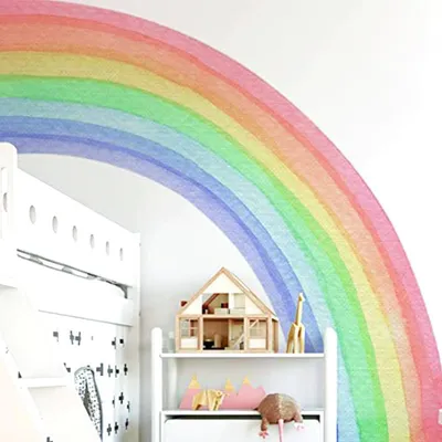 Imagen del producto de Calcomanías para pared con motivos de arcoíris, grandes, autoadhesivas, estilo acuarela, ideales para habitaciones infantiles