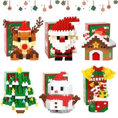 Weihnachts-Bausteine-Set, 6 Teile, Weihnachtsmann-Design