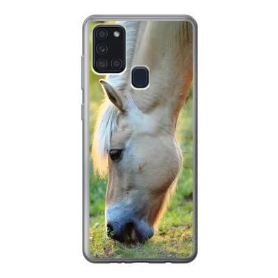 Produktbild von MuchoWow® Handyhülle Schutzhülle Hülle für Samsung Galaxy A21s Weidendes Fjordpferd an einem Sommertag Silikon Softcase Handy Hülle - Hartschale