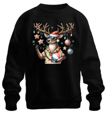Obrázek produktu pro Cool Reindeer Sunglasses Beach Christmas Hawaiian Shirt Holiday Uni mikina, černá, 3XL