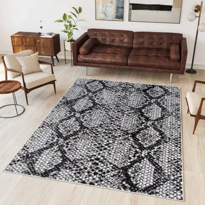 Produktbild von Tapiso Teppich DREAM Modern Wohnzimmer Grau Schwarz Creme  120 x 170 cm